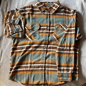 Brixton Men's Button Down Shirt - Blue and Yellow Plaid